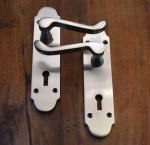 Victorian Scroll Satin Chrome Door Handles with Keyhole (JV250SC)